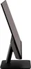 Side view of a black computer monitor on a black stand and base, set against a white background. Anteprima dell’immagine prodotto