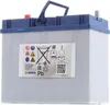 A VARTA Blue Dynamic B31 Autobatterie 12V 45Ah battery is shown against a white background. The battery has a blue lid and a gray body. There are various symbols and text on a label on the side of the battery. Produktbild-Vorschau