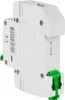 A close-up, angled view of a white electrical circuit breaker with green accents, mounted on a rail. Produktbild-Vorschau