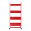 A red four-tiered rolling cart is shown against a white background. Produktbild-Vorschau