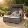 Mucola Strandkorb Rattan Sonnenbett mit verstellbarem Dach Produktbild-Vorschau 4