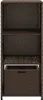 A brown rattan storage cabinet with three shelves and a pull-out drawer at the bottom, shown against a white background. Náhled obrázku produktu