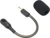 A black microphone with a flexible arm and a 3.5mm jack, along with a foam windscreen, is displayed against a white background. Voir les images du produit