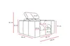 A diagram of a sofa with dimensions indicated by lines and text. Produktbild-Vorschau