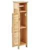 A tall, narrow bamboo cabinet with an open door and shelves. Podgląd zdjęcia produktu