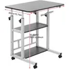 Rolltisch für Bett, Sofa, Rolltisch mit 2 Regalen, Mobiler Produktbild-Vorschau 2