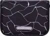 A close-up view of a black pencil case with a white abstract pattern. Voir les images du produit