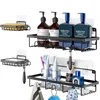 A collection of black metal shower caddies and bathroom accessories arranged on a white background. Náhled obrázku produktu