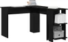 A black L-shaped desk with shelves on the right side. Náhled obrázku produktu