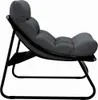 A side view of a gray lounge chair with a black metal frame, presented on a white background. Produktbild-Vorschau