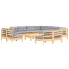vidaXL 12 tlg. Garten Lounge Set mit Grauen Kissen Produktbild-Vorschau 4