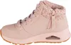 A side view of a pink high-top sneaker with a knitted collar. Anteprima dell’immagine prodotto