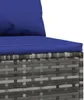 vidaXL Garten-Mittelsofa mit Kissen Grau Poly Rattan Produktbild-Vorschau 5