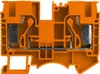 A close-up, studio shot of an orange electrical terminal block. Produktbild-Vorschau