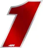 Aufkleber Rennnummer für Motorrad "1" Rot 65 x 85 mm Produktbild-Vorschau 1