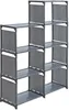 A gray fabric cube storage unit with multiple shelves, arranged in a stepped configuration. Produktbild-Vorschau