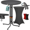 CASARIA® Stehtisch mit Husse 70cm Klappbar Grau Rund Holz Produktbild-Vorschau 1