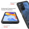 A close-up marketing image showing a phone case with callouts highlighting its protective features. Produktbild-Vorschau