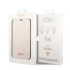 A product box for a Guess phone case is open, showing the phone case inside and information on the inside of the box lid. Podgląd zdjęcia produktu