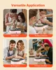 A collage of four images showing people using a pink pottery wheel in different settings: home DIY, pottery classes, art projects, and pottery studios. Produktbild-Vorschau