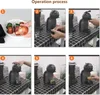Collage of images showing the operation process of a coffee machine. Produktbild-Vorschau