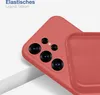A close-up shot of a red phone case, showing the camera cutout and the interior texture. Produktbild-Vorschau