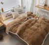 A bedroom scene with a bed made up with a brown comforter and pillows. Produktbild-Vorschau