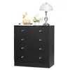A black dresser with decorative items on top, including a lamp, a deer figurine, and a small plant. Náhľad obrázku produktu