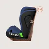 Side view of a blue and black child car seat with an overlay indicating adjustable features. Náhled obrázku produktu