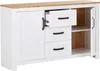 Homestyle4u Kommode Sideboard Eiche Matt Weiß Holz Massiv Produktbild-Vorschau 4