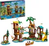 A LEGO Friends treehouse playset is shown, both in its box and assembled, with figures and accessories. Produktbild-Vorschau