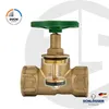 A brass valve with a green handle is shown in a cutaway view, with a logo and text in the lower right corner. Anteprima dell’immagine prodotto