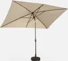A rectangular patio umbrella in a sand color, shown from a low angle against a white background. Produktbild-Vorschau