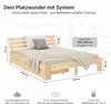 Homestyle4u Drevená posteľ 140x200 s 2 zásuvkami Prírodná Náhľad obrázku produktu 6