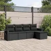 Design 5-tlg. Garten-Sofagarnitur mit Kissen Schwarz Poly Produktbild-Vorschau 1