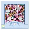 A box of wooden beads for crafting, featuring various shapes and colors, with a playful design. Anteprima dell’immagine prodotto
