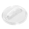 A clear plastic lid with a handle on a white background. Produktbild-Vorschau