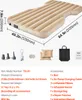 An inflatable car mattress with dimensions and accessories laid out. Náhled obrázku produktu