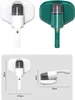 Collage of two handheld vacuum cleaners, one white and one green, with a white charging base. The bottom section shows the white vacuum cleaner with dimensions indicated. Náhled obrázku produktu