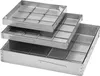 Three stacked metal trays with grid dividers, likely for a smoker or oven. Produktbild-Vorschau