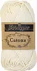 A ball of cream-colored yarn with a brown paper label. Produktbild-Vorschau