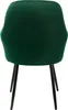 The back view of a green velvet dining chair with black legs. Náhled obrázku produktu