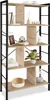 A tall, narrow bookshelf with multiple shelves and compartments, displaying various decorative items and books. Náhled obrázku produktu