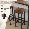 A close-up view of bar stools and a table, with text overlays highlighting product features. Podgląd zdjęcia produktu