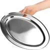 com-four® 2x Serviertablett aus Edelstahl - Tablett oval Produktbild-Vorschau 5