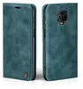 A teal flip cover phone case for a Xiaomi Redmi Note 9 Pro is shown from the front and back. Produktbild-Vorschau