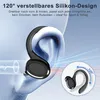 Close-up of a wireless earbud in a stylized ear, with a diagram showing its adjustability. Produktbild-Vorschau