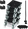 A stack of four black furniture dollies with gray wheels, along with a furniture lifter and four felt pads. Anteprima dell’immagine prodotto