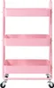 A pink three-tiered rolling cart against a white background. Anteprima dell’immagine prodotto