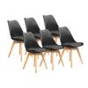 A set of six black dining chairs with wooden legs, arranged on a white background. Náhľad obrázku produktu